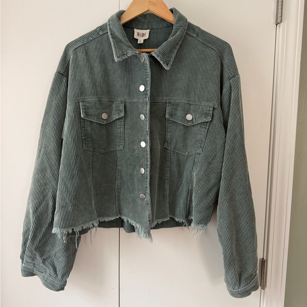 Sage Green Cropped Corduroy Jacket 100% Cotton